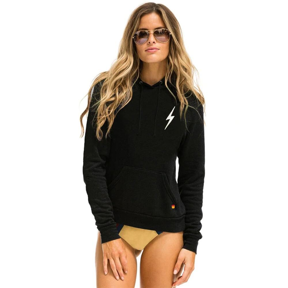 Aviator Nation Black Bolt Stitch Pullover Hoodie Small